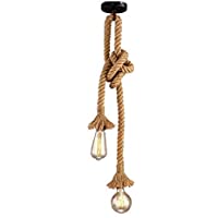 Lámpara colgante industrial- STARRYOL cuerda doble de cabeza de cáñamo Iluminación colgante para comedor- sala…
